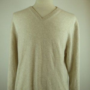 JOSEPH & LYMAN bloomingdales cashmere cream beige v neck sweater L